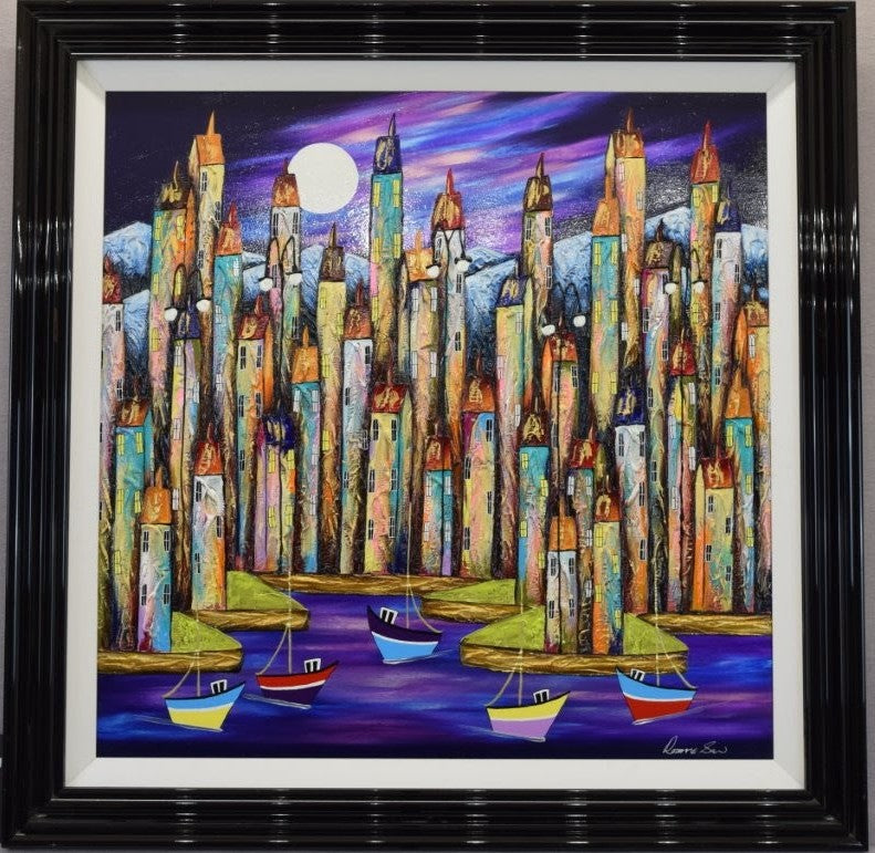 lunar reflections framed orignal by rozanne bell