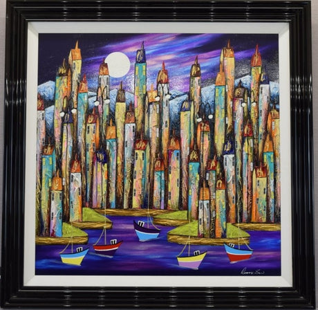 lunar reflections framed orignal by rozanne bell