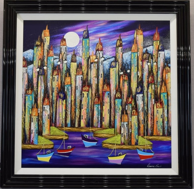 lunar reflections framed orignal by rozanne bell