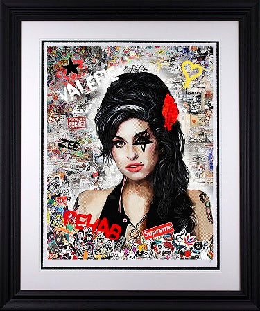 rehab black framed print by artist zee