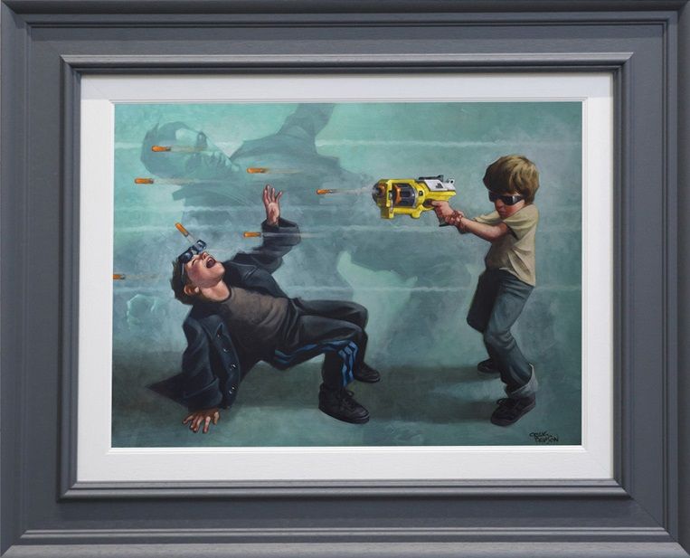 rodger the dodger canvas print framed in grey by artist craig davison