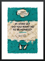 say no framed print by artist hue folk