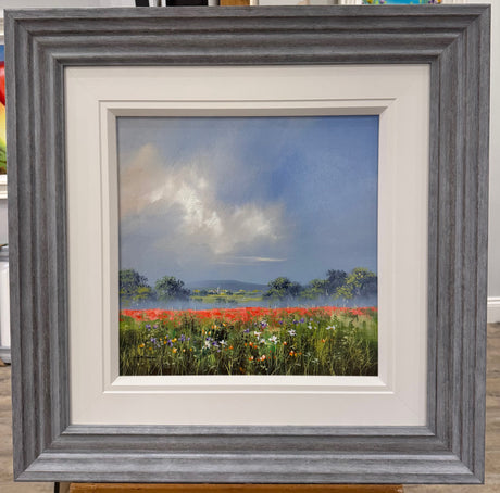 scarlet meadow framed original by artist allan morgan