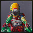 senna flag ii wall of champions hand embeliished canvas framed by artist paul oz
