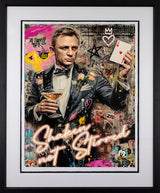 shaken not stirred black framed print by artist zee