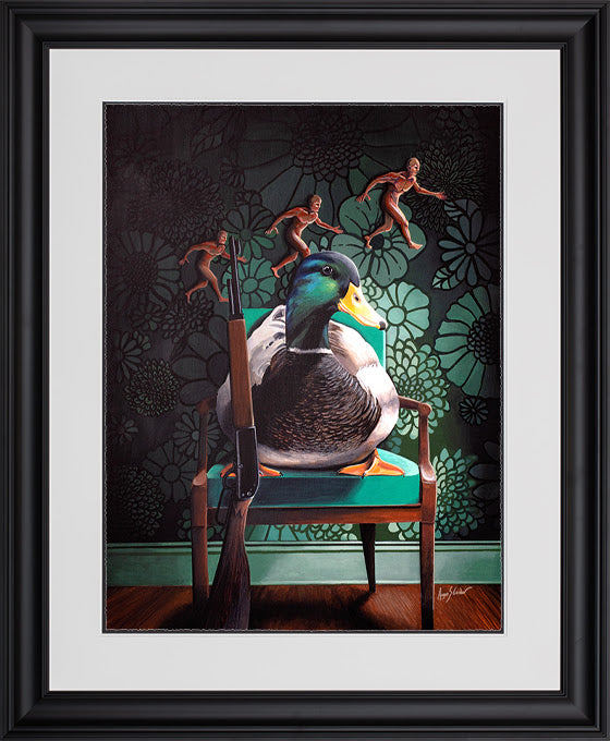 sitting duck framed print by artist angus gardner