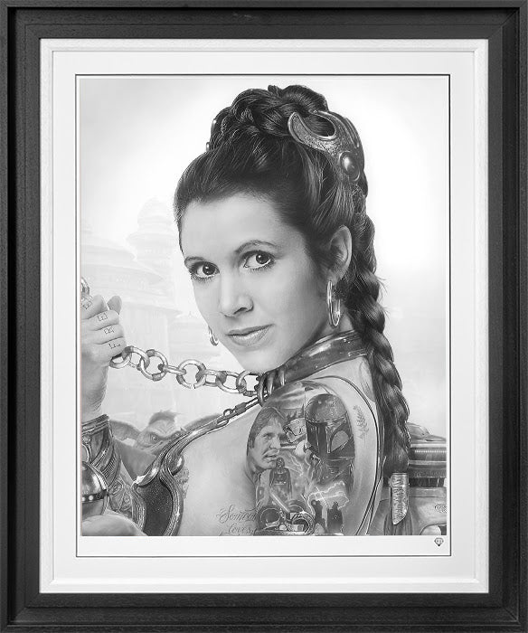 slave leia tattoo black and white print deluxe framed by artist jj adams