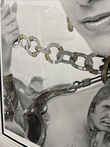 slave leia tattoo black and white print embellished with gold and platinum leaf close up 2 by artist jj adams