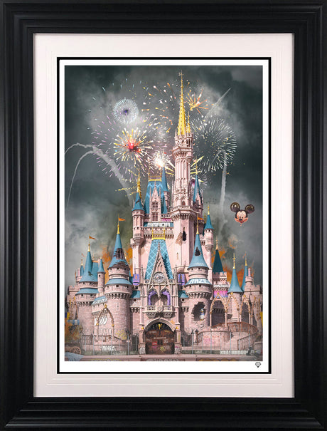 sleeping ginat print framed in black by artist jj adams