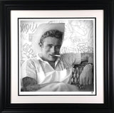 smoing gun james dean black and white print framed in black by artist jj adams