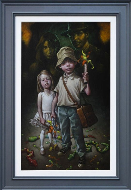 snakes whyd it have to be snakes canvas print framed in grey by artist craig davison