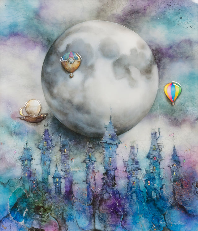 so long omaha framed in silver hand embellished print by artist kerry darlington