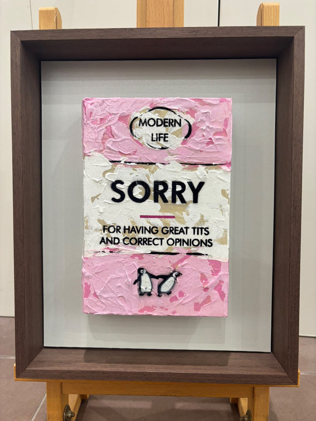 sorry framed original by artist hue folk