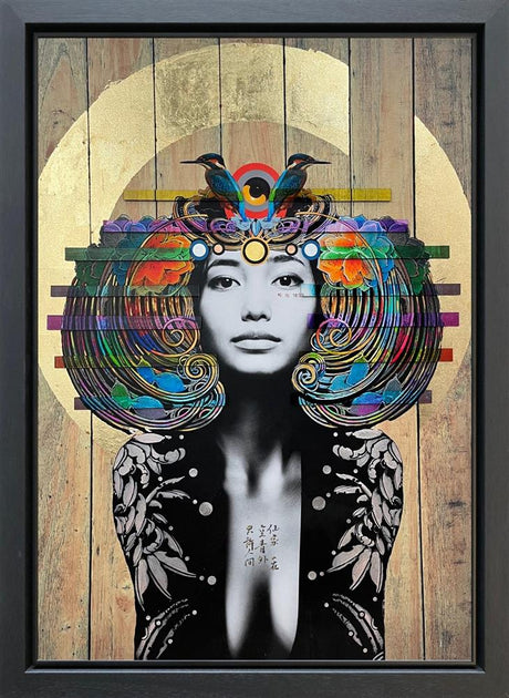 sphinx deluxe framed embellished print by artist the trunk of funk