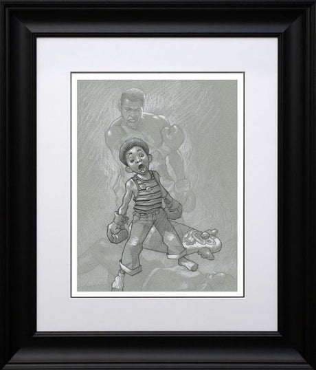 sting like a bee sketch print framed by artist craig davison