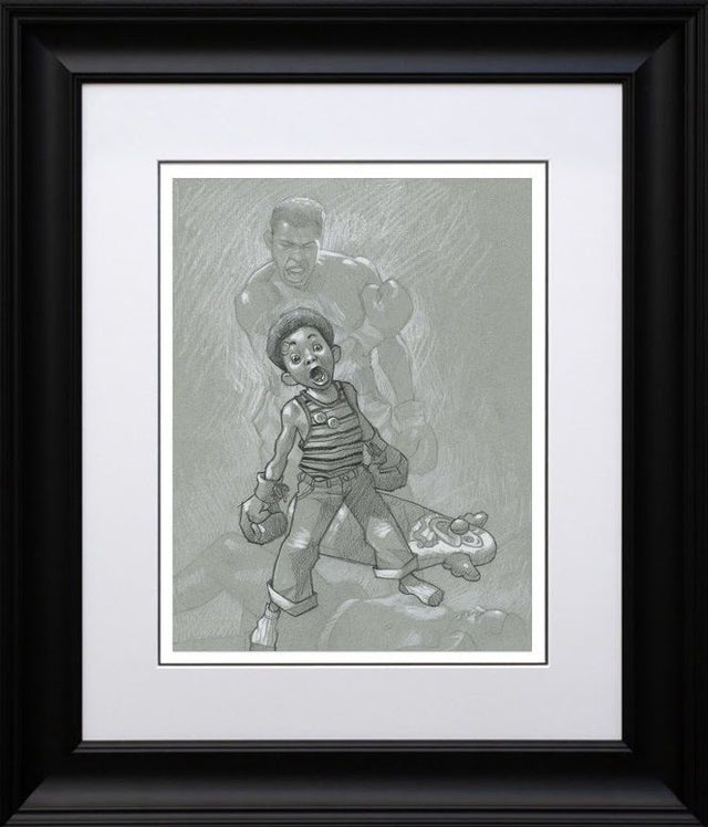 sting like a bee sketch print framed by artist craig davison