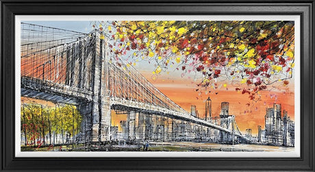 sunrise over manhattan framed hand embellished giclee by artist nigel cooke