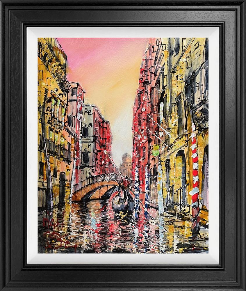 sunset punt framed original by artist nigel cooke