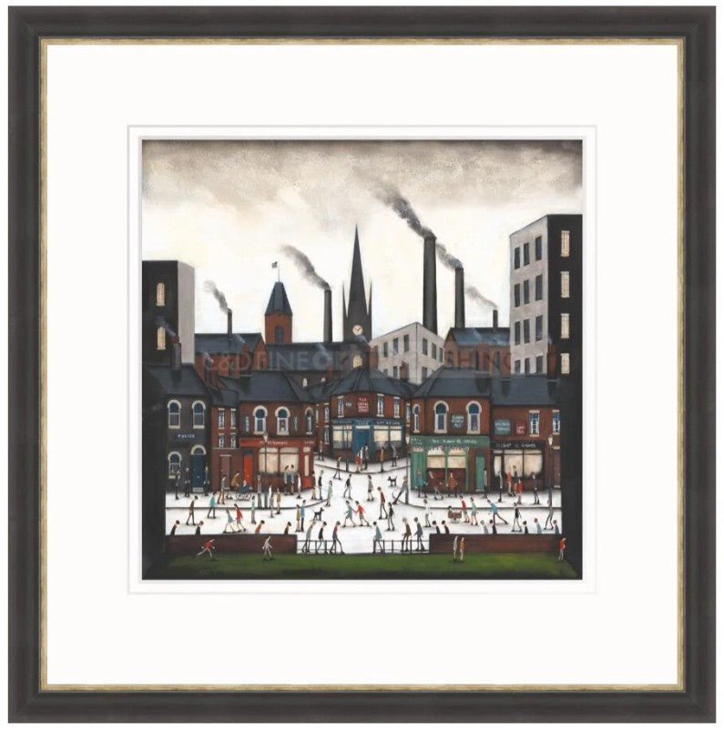 the heart of the town framed in black and silver by artist sean durkin