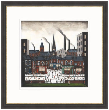the heart of the town framed in black and silver by artist sean durkin