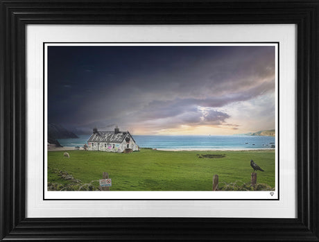 the passing storm print framed in black by artist jj adams