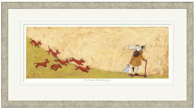 the sandwich thief strikes again framed print by artist sam toft