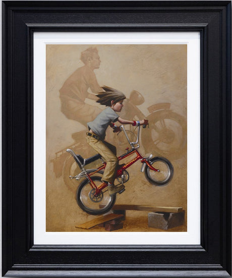 there will be no escape from zis camp canvas print framed in black by artist craig davison