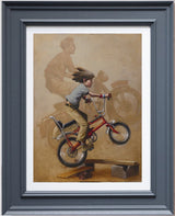 there will be no escape from zis camp canvas print framed in grey by artist craig davison