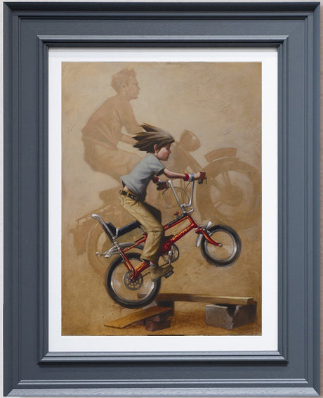 there will be no escape from zis camp canvas print framed in grey by artist craig davison