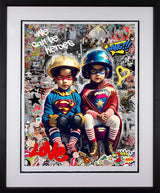 we can be heroes black framed print by artist zee