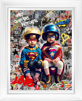 we can be heroes deluxe edition white framed print by artist zee