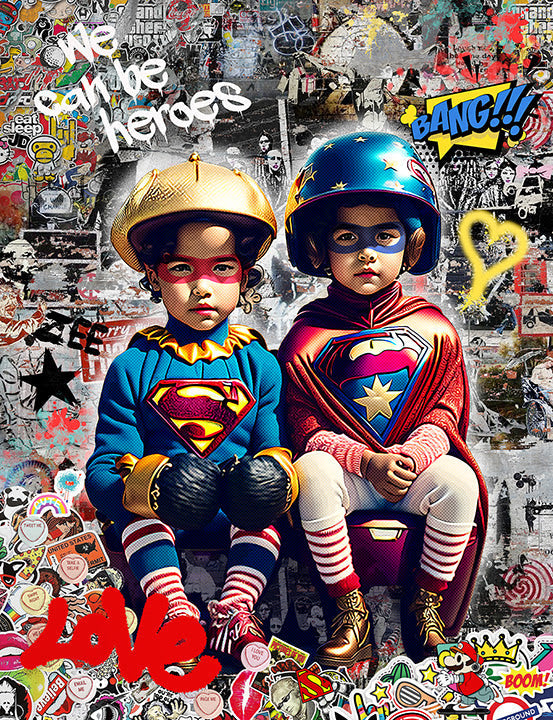 we can be heroes mounted print by artist zee