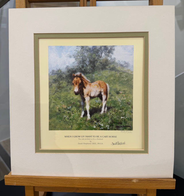 when i grow up i want to be a cart horse mounted print by artist david shepherd