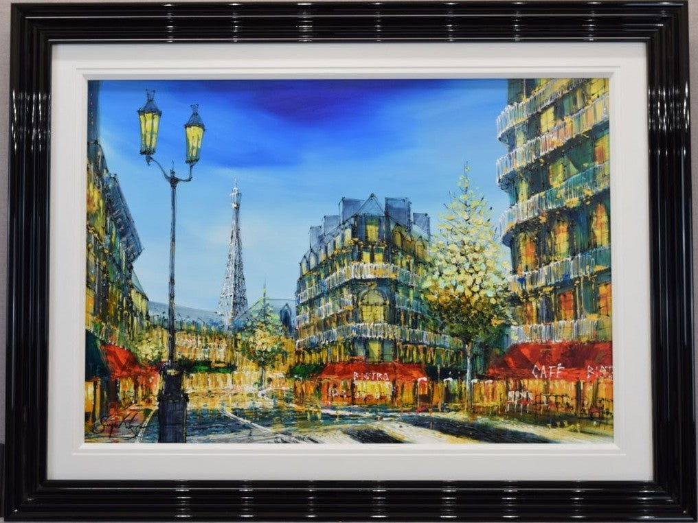 love at the corner cafe framed original by simon wright