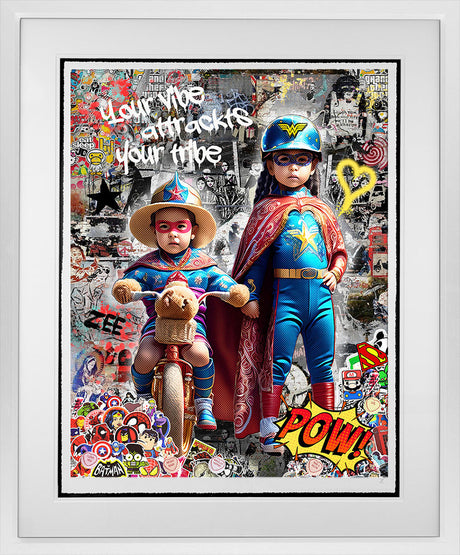 your vibe attracts your tribe white framed print by artist zee