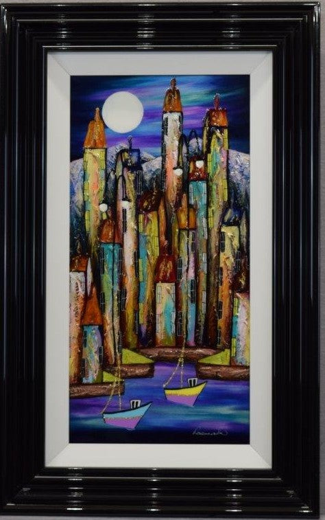 tides at midnight framed original by rozanne bell