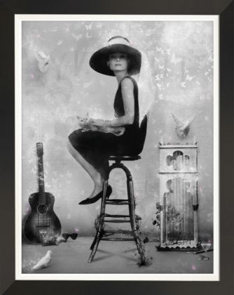 Picture of Free Spirit (Breakfast at Tiffanys) Black and White - Embellished Canvas